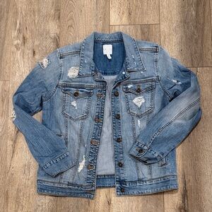 Leith Relax Fit Blue Distressed Jean Jacket